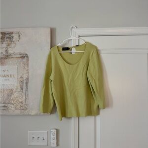 Dana Buchman Lime Green Scoop Neck Top